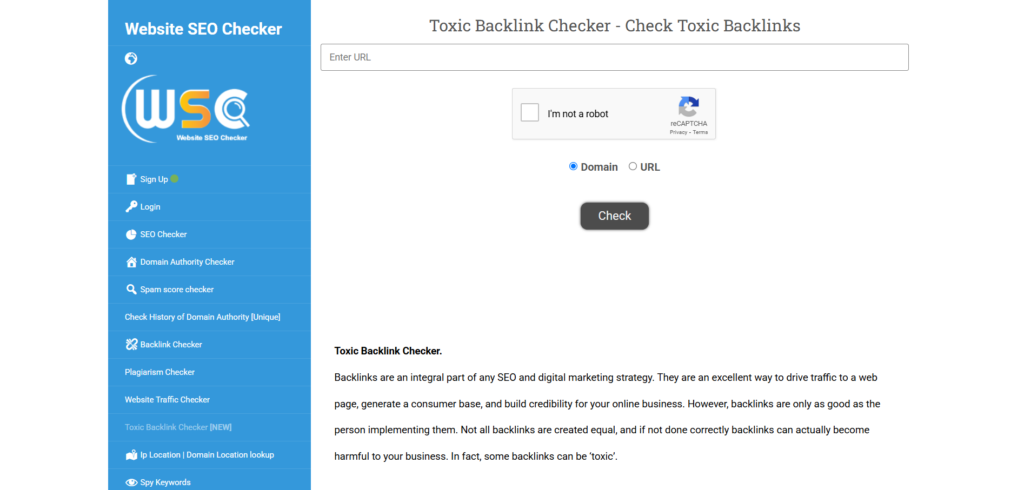 toxic backlinks checker