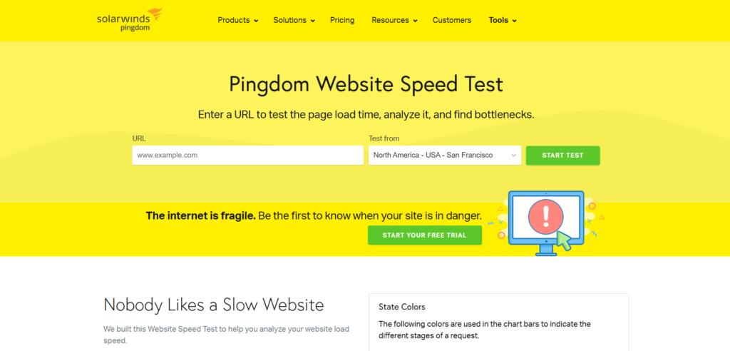 Pingdom speed checker